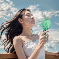 WKSCLPAI Mini Hand Held Fans,Rechargeable Portable Handheld Fan,Fashion Transparent Crystal Small Fan,Low Energy Consumption,High Battery Life,Green