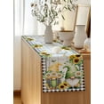 thumbnail image 5 of Table Runner 72 Inches Long for Kitchen Dining, Sunflower Gnomes Dresser Scarf Farmhouse, Dining Table Decorations for Wedding/Parties, Spring Farmhouse Daisy Leaf Wooden Grain 16 x 72 In, 5 of 8