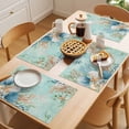 thumbnail image 5 of Teal Beach Coastal Placemats Set of 8 Summer Nautical Coral Shell Botanical Place Mats Indoor Wipeable Table Mats Washable Cloth Dining Table Placemats for Kitchen Holiday Party Home Decor 13x19 Inch, 5 of 9