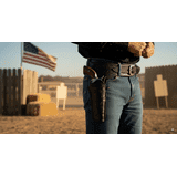 TJAYZ Western Drop Loop Leather Gun Belt and Holster, Right Hand, 38 357 Caliber, BLACK 42"