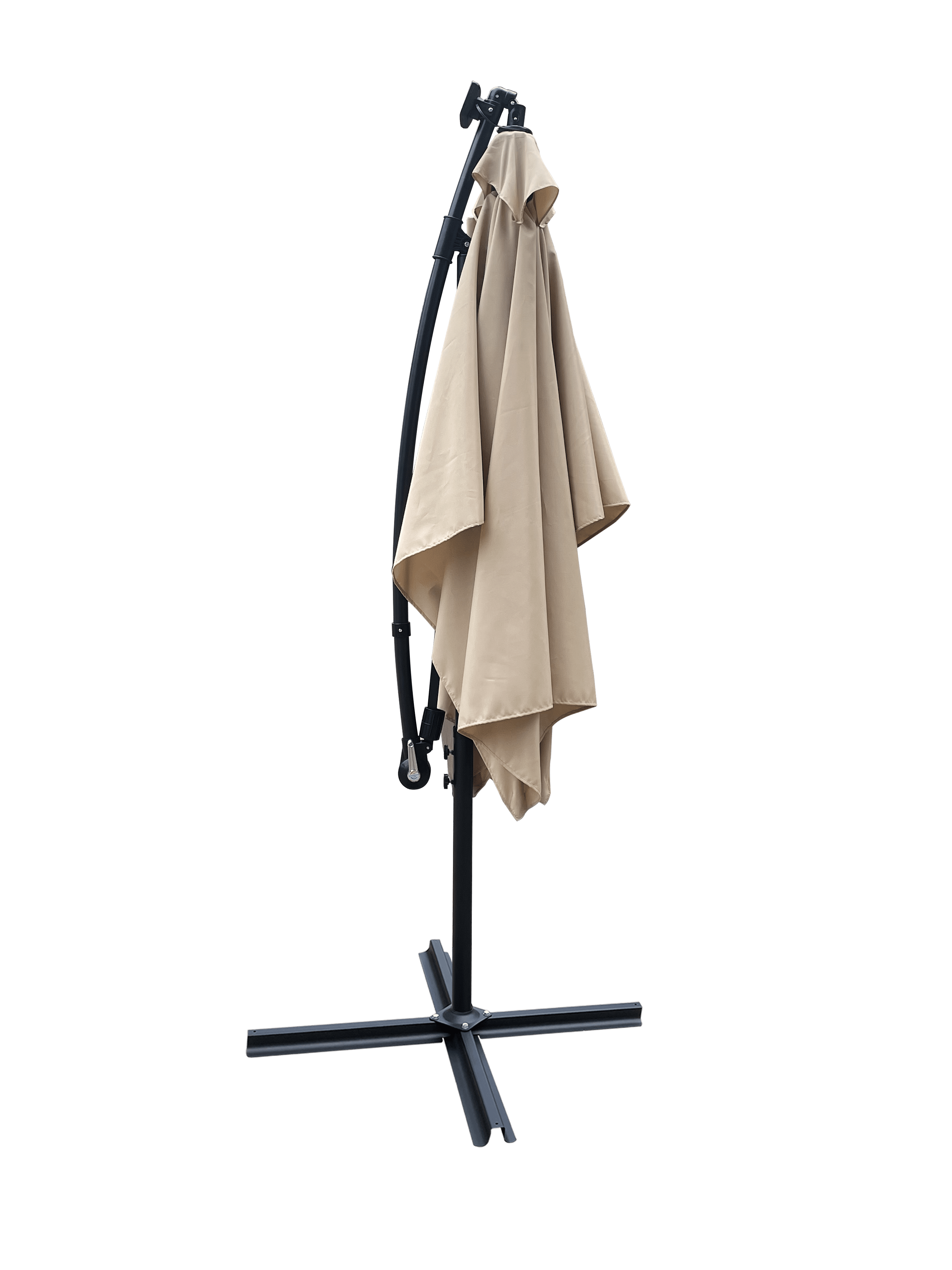 2x3M Rectangular Outdoor Patio Umbrella, Solar LED Lighted Sun Shade Canopy with 6 Ribs & Crank Base, Tan