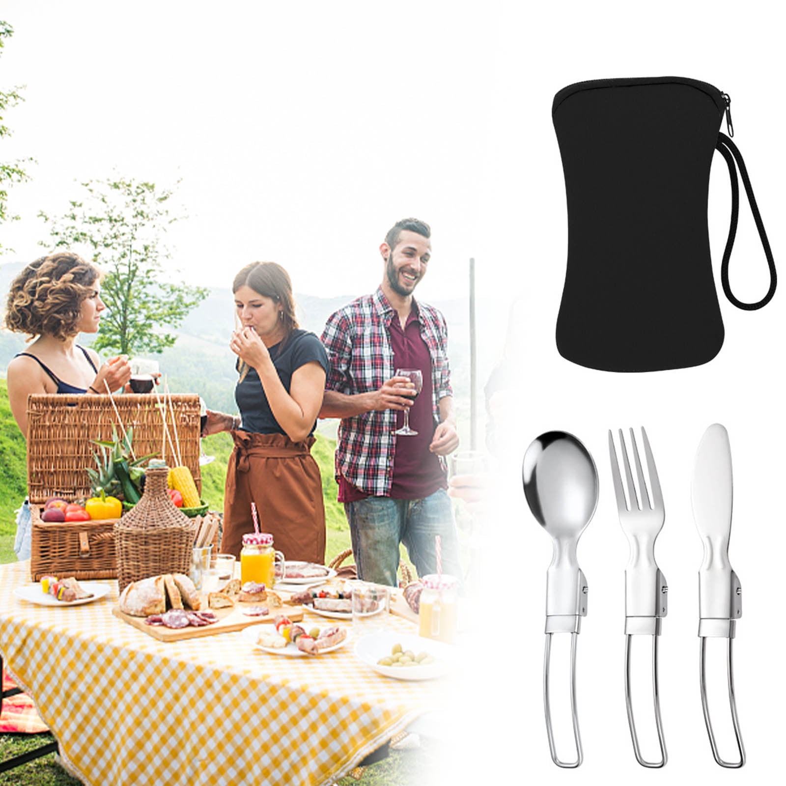 tumgatte 3PCS Stainless Steel Cutlery Set Stainless Steel Spoon Fork Chopsticks Student Travel Portable Set Gift Tableware Clearance