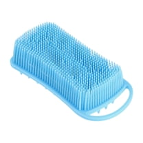 Unique Bargains 1 Pc Double Side Body Bath Brush Back Scrubber for Shower 5.12"x2.52"x1.38" Blue