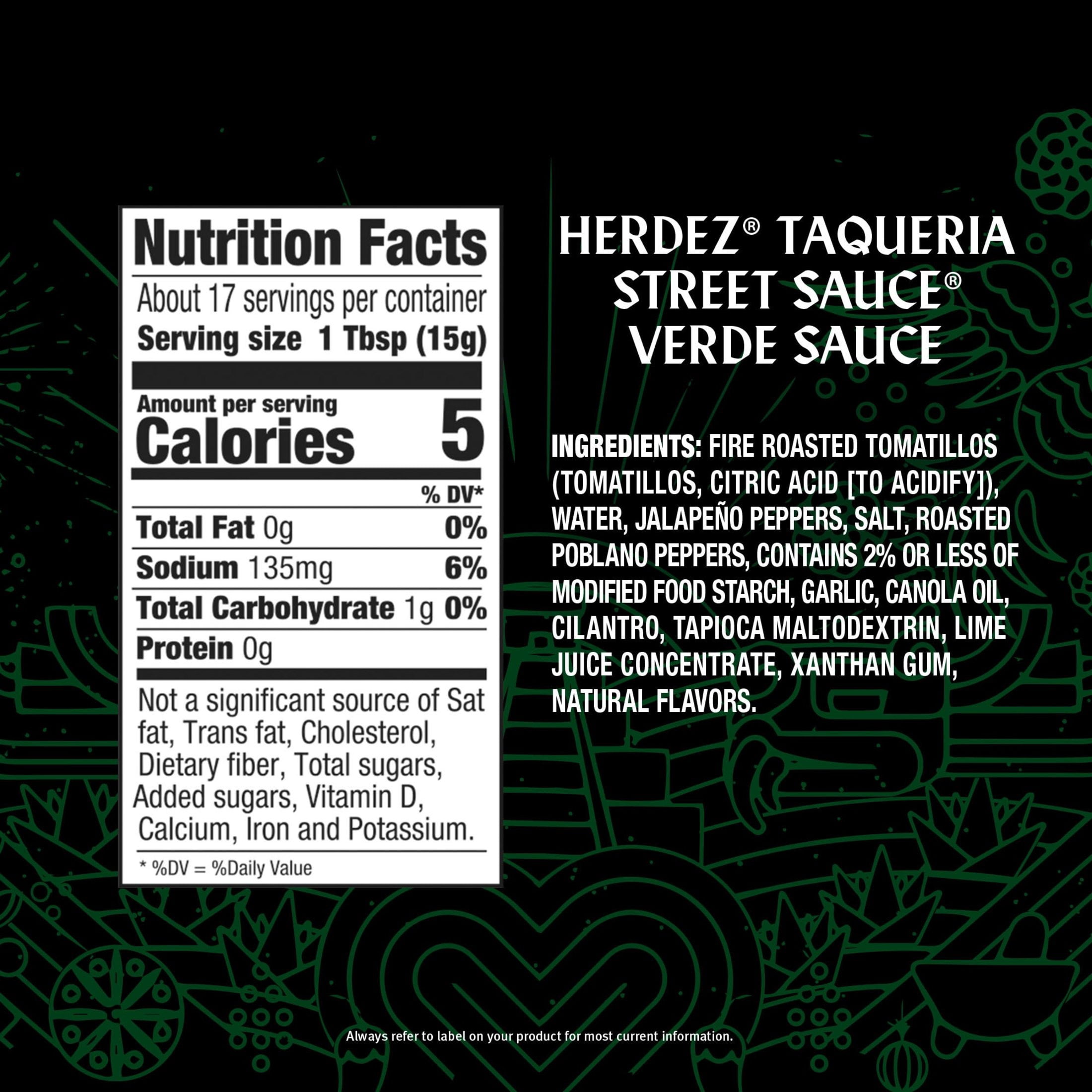 (2 pack) HERDEZ TAQUERIA STREET SAUCE Original Verde Mild Taco Sauce, Shelf Stable, 9 oz (Pack of 8)
