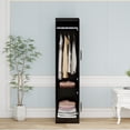 thumbnail image 4 of Sophshelter Modern Black Armoire Wardrobe Closet with Mirror and Single Door Wardrobe Closet Simple Storage Cabinet with Hanging Rod & Shelves Tall Wooden Armoire Wardrobe Closet for Bedroom, 4 of 7