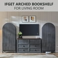 thumbnail image 7 of 71" Arched Storage Bookcases, 4-Tier Arched Wooden Bookshelf with 2 Drawer and 2 Shelves, Storage Pantry Cabinet for Office, Living Room, Kitchen, 7 of 7