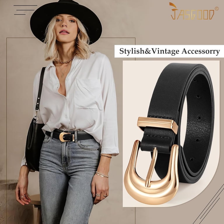 8419 Women Leather Belts Ladies Vintage Western Design Black Waist Belt JASGOOD Women Leather Belts Ladies Vintage Western Belt  main image 3