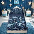 thumbnail image 2 of meiyoeat Hammerhead Shark Zipper Twin Comforter Sets with Fitted Sheet and 2 Pillowcases for Kids Boys, Underwater Sealife Zipper Bedding Set for Bedroom, Navy, Blue ReversibleB, 2 of 6