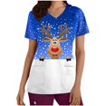 thumbnail image 2 of LSLJS Christmas Blouse de Noël à Manches Courtes Col en V avec Poches Imprimées pour Femmes, Scrub Tops, 2 of 5