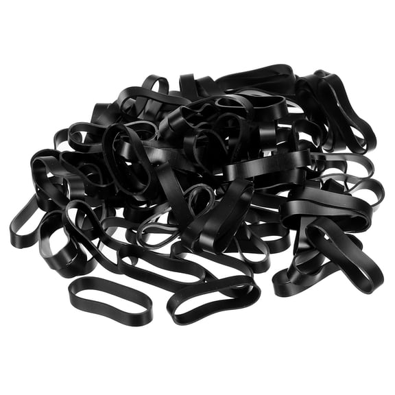 Silicone Rubber Bands Rings 100 Pack Non Slip 1 1/4" Flat 5/16" Width Black for Books, Art, Boxes, Cord Wrapping