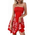 thumbnail image 2 of Vestido de Playa Blanco Corto sin Tiras con Tela Impresa, Manga Corta para el Uso Casual, Mini Vestido Blanco sin Tiras, 2 of 7