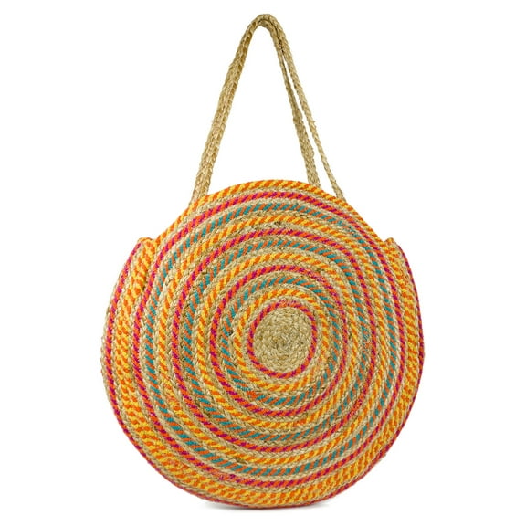 Magid Women's Circle Woven Jute Oversized Beach Tote Bag