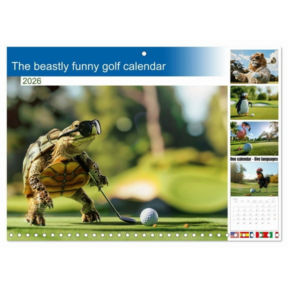 The beastly funny golf calendar (Monthly Wall Calendar 2026 11.7 x 16.5 (open)), CALVENDO 14 Month Calendar