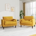 thumbnail image 5 of DREAMSIDEA Modern Upholstered Corduroy Accent Chairs Set of 2 Comfy Armchair Reading Chair with Pillows for Living Room Bedroom Reading Room,Yellow, 5 of 6