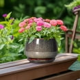 thumbnail image 6 of Ordivicd 6 inch Dark Reactive Glaze Round Ceramic Planter Pot with Drainage Hole & Saucer, Small Indoor Succulent Cactus Plant Pot for Home Windowsill Decor, Gift for Plant Lovers Women, 6 of 8
