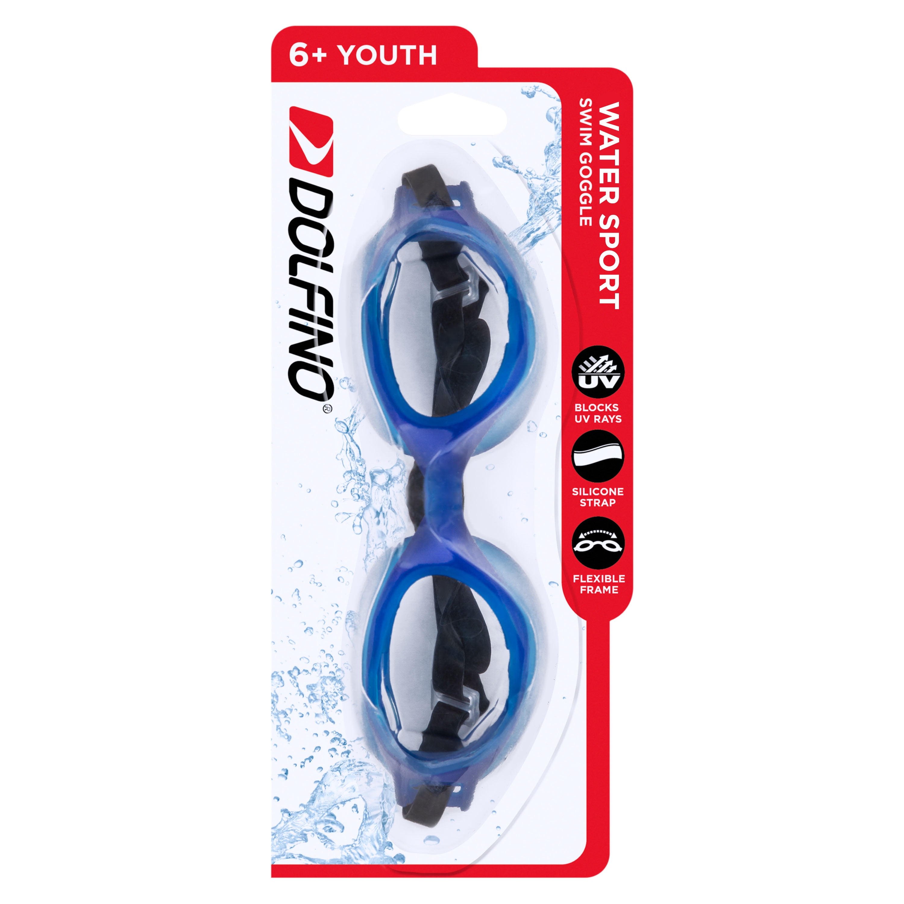 Buy Dolfino Blue Youth Swim Goggles with UV Protecton and Latex