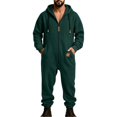 thumbnail image 4 of Ceisia Mens Loose Full Zip Hooded One Piece Jumpsuit Casual Sports Onesie Army Green L Gift, 4 of 5