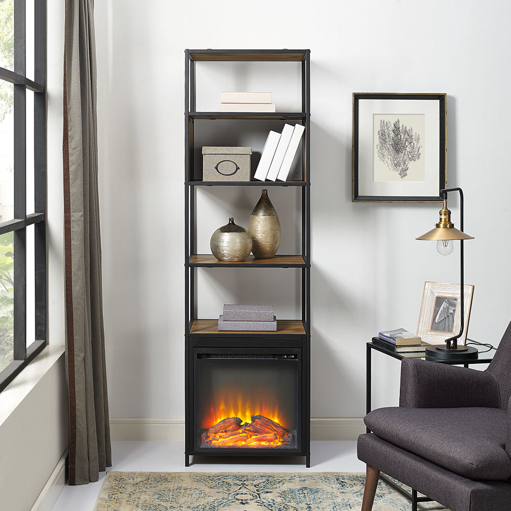 Mainstays Atmore 4-Shelf Media Tower with Fireplace - image 5 of 16