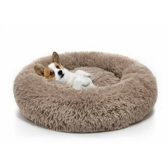 Round Plush Pet Bed for Dogs & Cats,Fluffy Soft Warm Calming Dog Bed Sleeping Kennel Nest