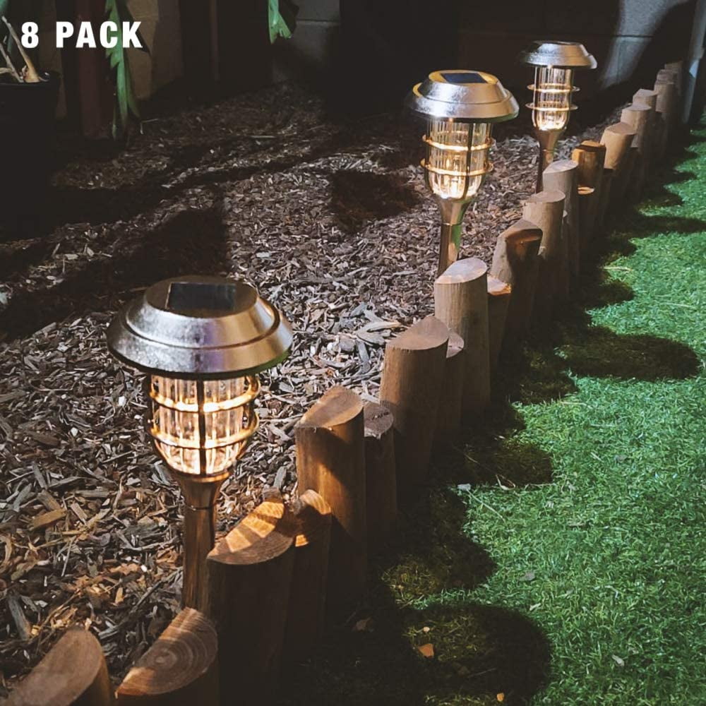 8pk Copper Solar Light Waterproof Outdoor Automatic LED Stake Pathway