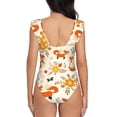 thumbnail image 6 of Yiaed Flower Fox Print Women's Ruffled One Piece Swimsuit V Neck Swimwear Slimming Monokini for Woman-Medium, 6 of 8