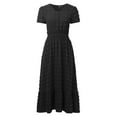 thumbnail image 4 of Bohemian V Neck Polka Bot High Waisted Button Up A Line Pleated Layered Dress Womens Dresses Summer Summer Wrap Dress Causal Dresses for Women Maxi Dress Pockets Women Casual Floral Fit An Flare Dress, 4 of 4