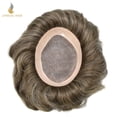 thumbnail image 4 of Lyrical Hair Toupee for Men Fine Mono Mens Toupee Human Hair Replacement Systems Monofilament with NPU Hairpiece for Man Black Brown Blonde Gray Hair Wig Unit, 4 of 6