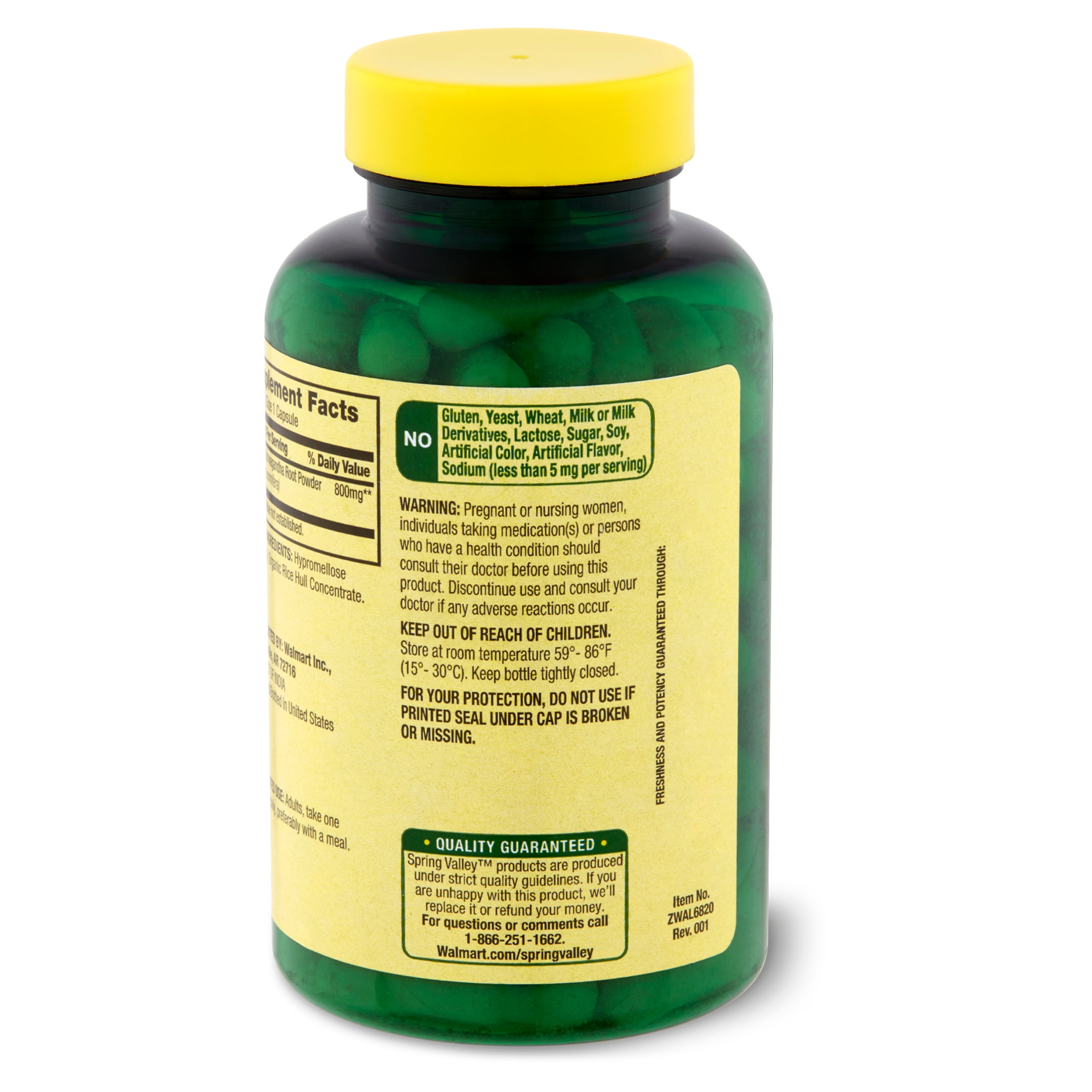 Spring Valley Ashwagandha Root Powder Vegetarian Capsules, 800 mg, 60 count