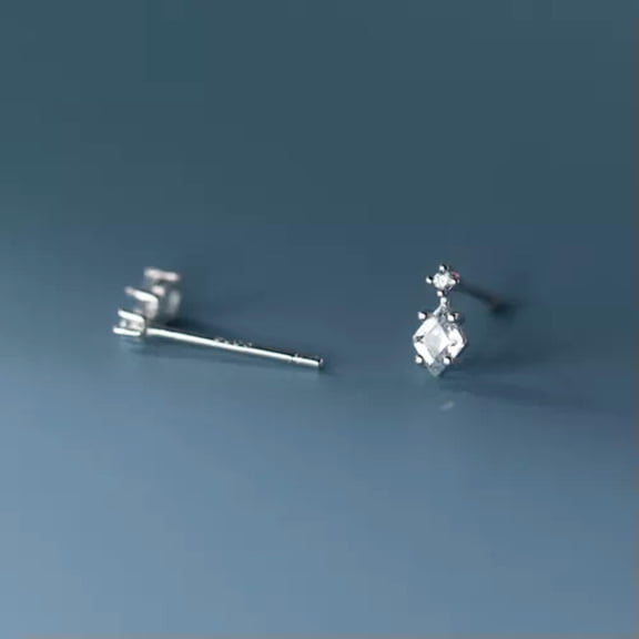 EOEMY 925 Sterling Silver Stud Earrings Women Genuine Cubic Zirconia Ladies Set Cz-Silver