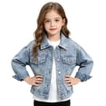 thumbnail image 2 of FAIWAD Toddler Boys Girls Denim Jacket Casual Button up Pearls Jeans Coat Kids Trendy Fall Winter Outwear, 2 of 9