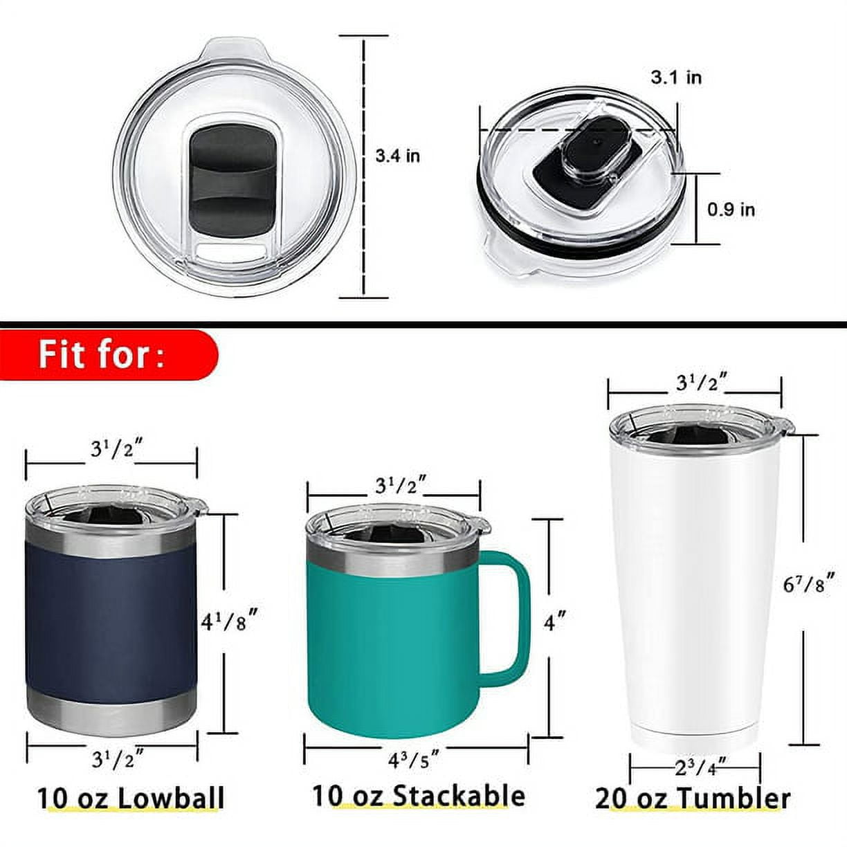 KISSWILL 20oz Tumbler Lids Replacement Lid with 4 Pcs Magnetic Slider  Compatible with YETI Rambler, Ozark Trail, Old Style Rtic and More -  Magnetic