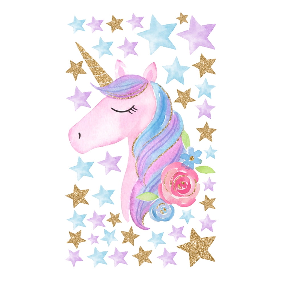 Name Fantasy  Wall Art or Poster 4 Sizes Unicorn Jumping Rainbow Stars/Hearts 