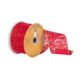 thumbnail image 1 of Vickerman Q180710 2.5 in. x 10 Yards Red Stamped Watermark Dupioni Ribbon, 1 of 1