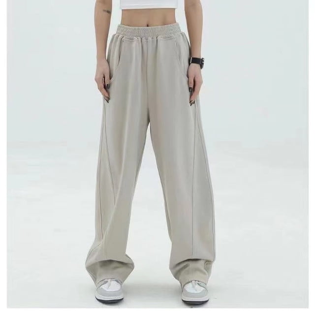 Pantalones de pierna ancha de verano estilo coreano para chicas sexys, pantalones casuales ajustados verticales de cintura alta, pantalones sueltos de talla grande para mujeres, pantalones de color