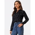 thumbnail image 2 of Blusa con Cuello con Volantes y Lazo Allegra K Manga Larga Campana Vintage Estrella Negra XS, 2 of 6