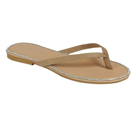 

SNJ Women s Glitter Casual Flat Summer Thong Flip Flop Sandal