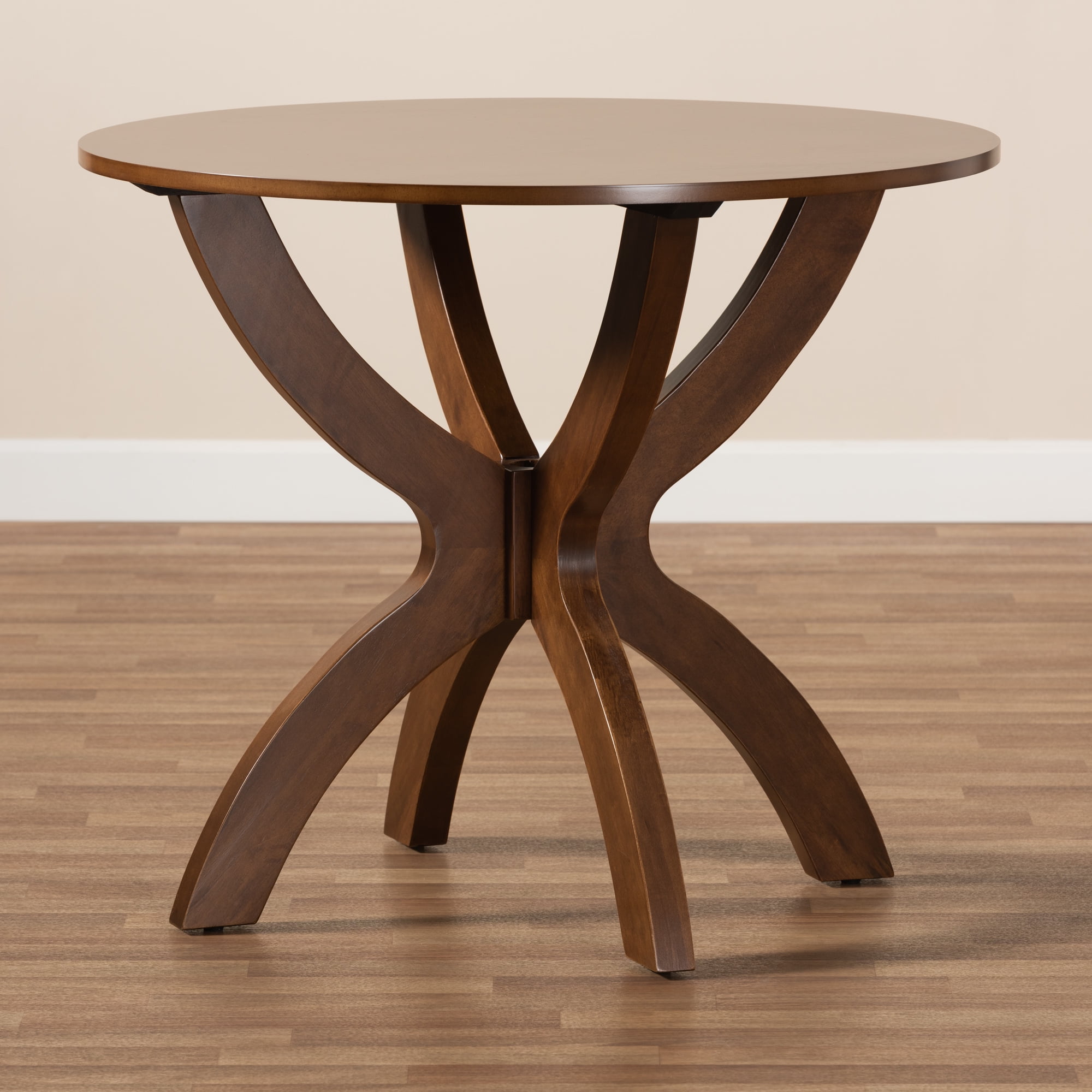 Baxton Studio Tilde Modern and Contemporary Walnut Brown Finished 35-Inch-Wide Round Wood Dining Table