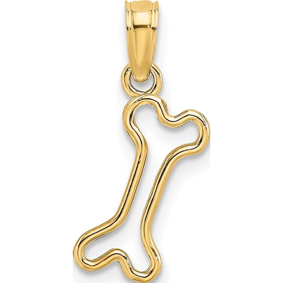 14K Cut-Out Polished Mini Dog Bone Charm Yellow Gold Material Chic Ethereal Gorgeous Designed for those who cherish timeless beauty