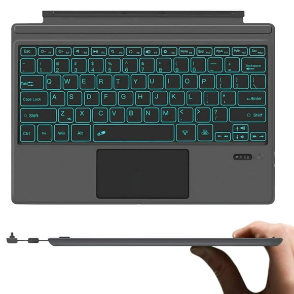 Clavier Sans Fil Type Couverture Trackpad Souris Remplacement pour Microsoft Surface Pro 7 Pro 6 Pro 5 Pro 4 Pro 3 Bluetooth 7 Couleurs LED Rétroéclairé Ultra-Mince