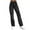 Black, variant on Women's Solid Color Low Waist Flare Jeans - Hole Design Ankle-Length Fashion Pants with Elastic Fit for Daily/Party