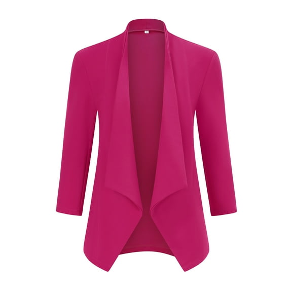 Blazer for Women Open Front Cardigan Jacket 3/4 Sleeve Lightweight Work Casual Blazer