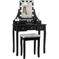 thumbnail image 5 of Costway Vanity Dressing Table Set w/ 10 Dimmable Bulbs Touch Switch Cushion Stool Black, 5 of 10