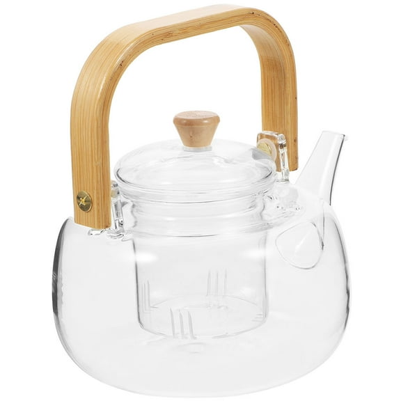 NIAIZEK 1000ml Glass Lift Teapot Stove Top Kettle for Tea and Beverages Kung Fu Infuser Coffee Kettle High Borosilicate Wood