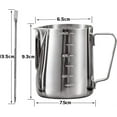 thumbnail image 5 of Zhuge Stainless Steel Milk Frothing Pitcher 350ml, Measurements on Both Sides Inside, Milk Jug Cup with Decorating Pen, 5 of 5