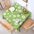thumbnail image 2 of Green Daisy Flower White Blooms Pattern Square Tablecloth,Waterproof Square Table Cover,Wipeable Spillproof Washable Table Cover for Home Kitchen Party Decor 52"x52"(132x132cm), 2 of 6