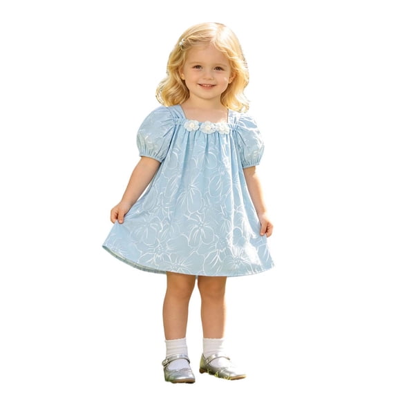 MEZZALL Toddler Girls Short Sleeve Holiday Party Floral Dress Dance Dresses Clothes Cute Sundress