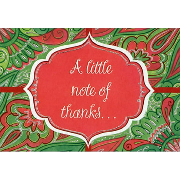 Designer Greetings Note of Thanks: Green and Red - Package of 8 Christmas Thank You Notes