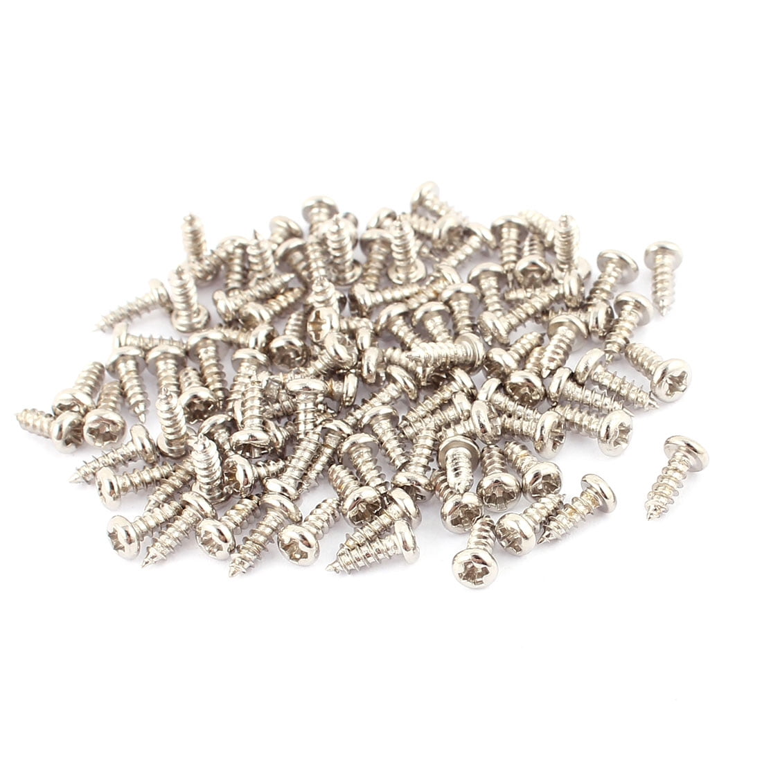 100 Pcs M2 x 6mm Stainless Steel Round Head Self Tapping Screws Bolts