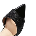 thumbnail image 3 of YOWMNS Women's Fashion Stiletto High Heels Ankle Strap Sequined Cloth Sandals, 3 of 5