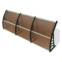 120"x40" Door Window Outdoor Awning Modern Patio Cover UV Rain Protection One-Piece Polycarbonate Hollow Sheets (Black Holder)